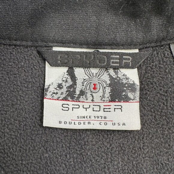 Spyder Men's Pull Over 1/4 Zip Long Sleeve Sweater Size M Gray Black Mock Neck - Picture 8 of 11